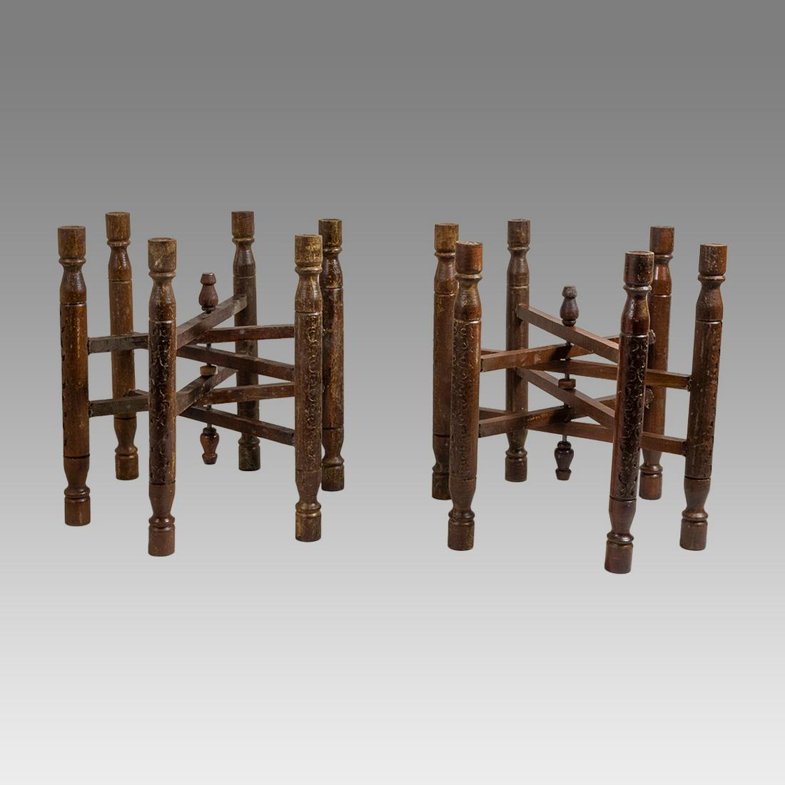 A Pair of Middle eastern Syrian Wood Tray Stands. (1 of 1)