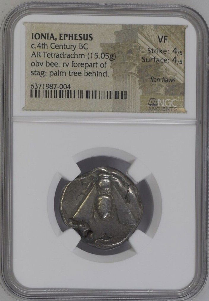 IONIA, Ephesos. Circa 390-325 BC. AR Tetradrachm (22mm, 15.5 g 12h). Bee (1 of 2)