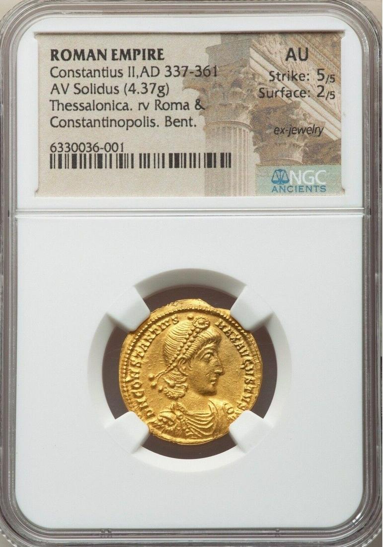 Constantius II, as Augustus (AD 337-361). AV solidus (22mm, 4.37 gm, 5h). NGC (1 of 2)