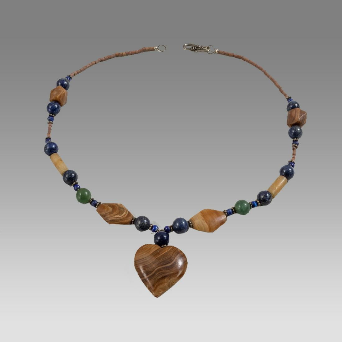 Near Eastern Banded Agate, Lapis Lazuli Bead Necklace. (1 of 1)