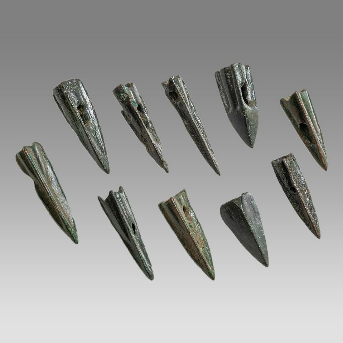 Lot of 10 Ancient Roman Bronze Arrow Heads c.1st century AD. (1 of 1)