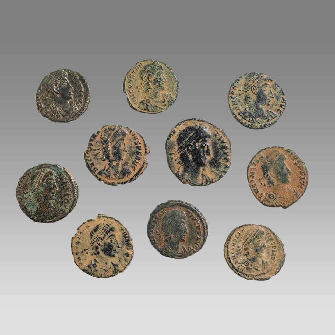 Lot of 10 Ancient Roman Bronze coins c.2nd-3rd century AD. (1 of 2)