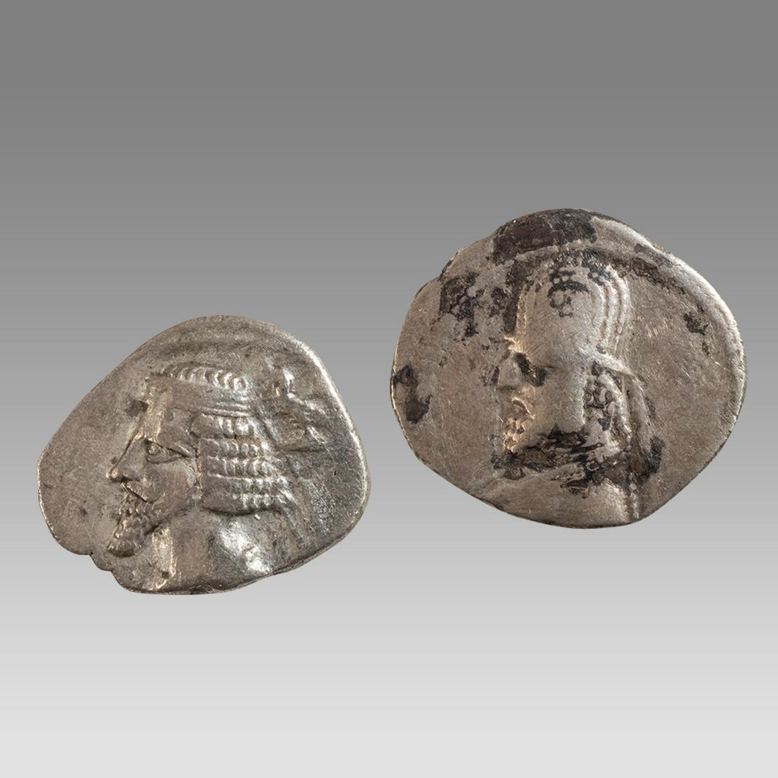 KINGS of PARTHIA. Phraates IV. / Orodes I 85 BC. Silver Drachms (2). (1 of 2)