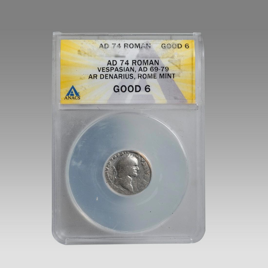 Ancient Roman Silver Denarius Vespasian 79 AD. (1 of 2)