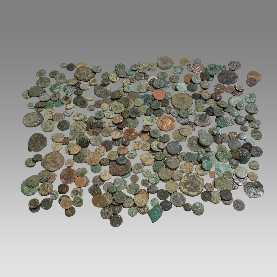 Lot of 450+ Uncleaned Ancient Roman and Byzantine Bronze Coins c.2nd-10th century AD. (1 of 4)