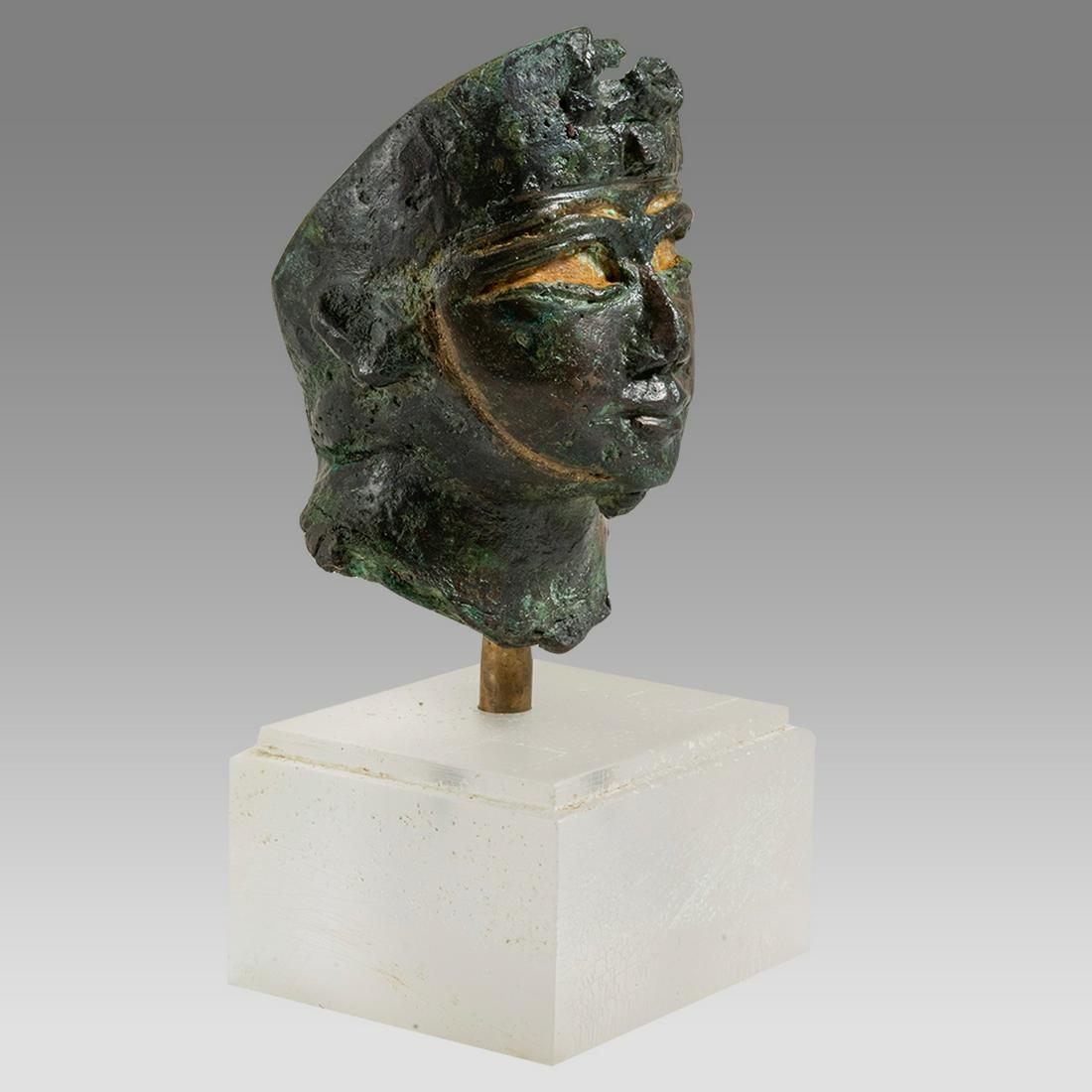Ancient Egyptian Bronze Head Of King Or Osiris Circa 21st/22nd Dynasty Circa 1080-720 BCE. (1 of 4)