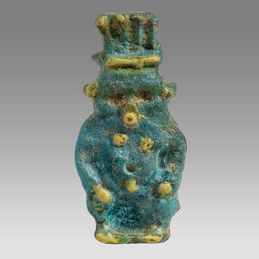 Ancient Egyptian Blue Glass Bes Amulet c.650-30 BC. (1 of 2)