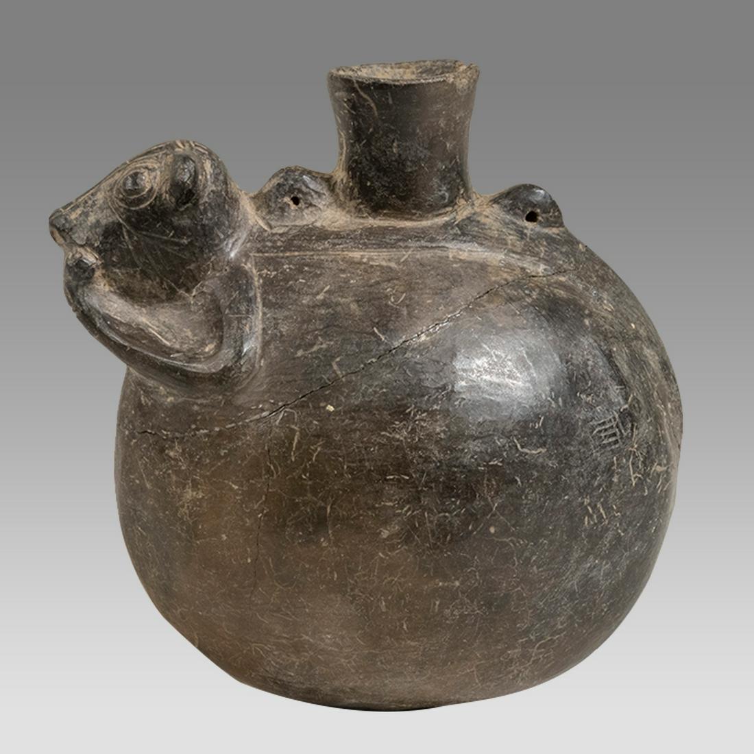 Chimu Blackware Feline Vessel  Ca. 1000-1250 A.D. Chimu. (1 of 3)