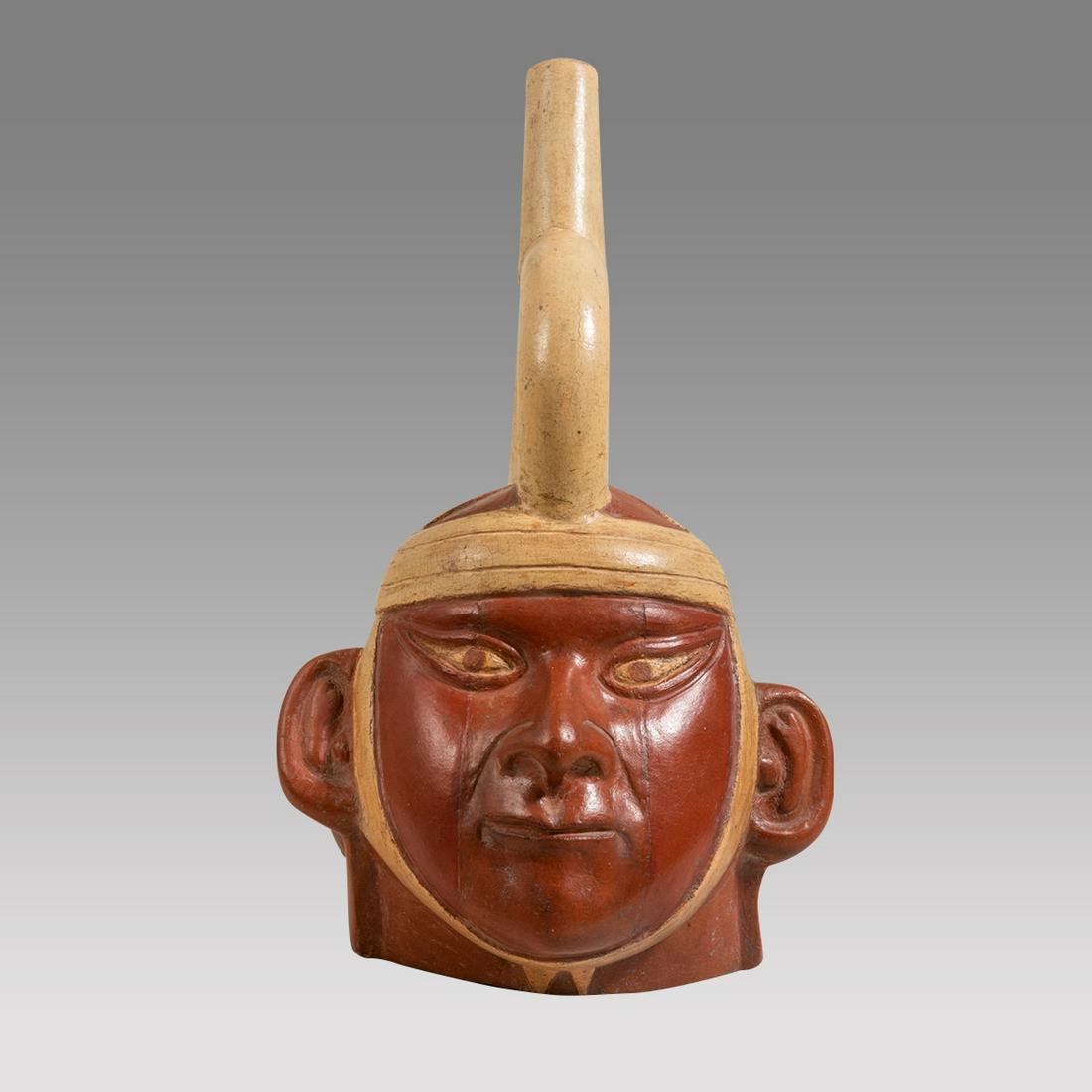 Moche Style Head Pottery Vessel. Size 10 3/4 inches high. (1 of 4)