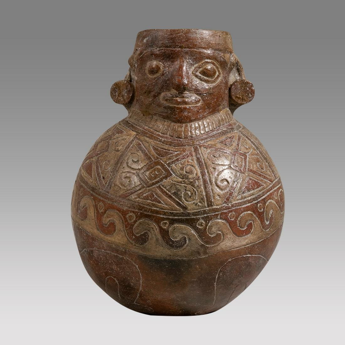 Inca Period. Chancay Area. Carved Pottery Vessel. (1 of 3)