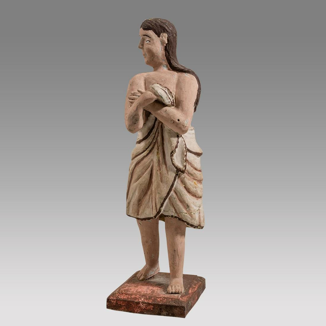 Antique Spanish Colonial Christian religious Polychrome wood figure. (1 of 3)