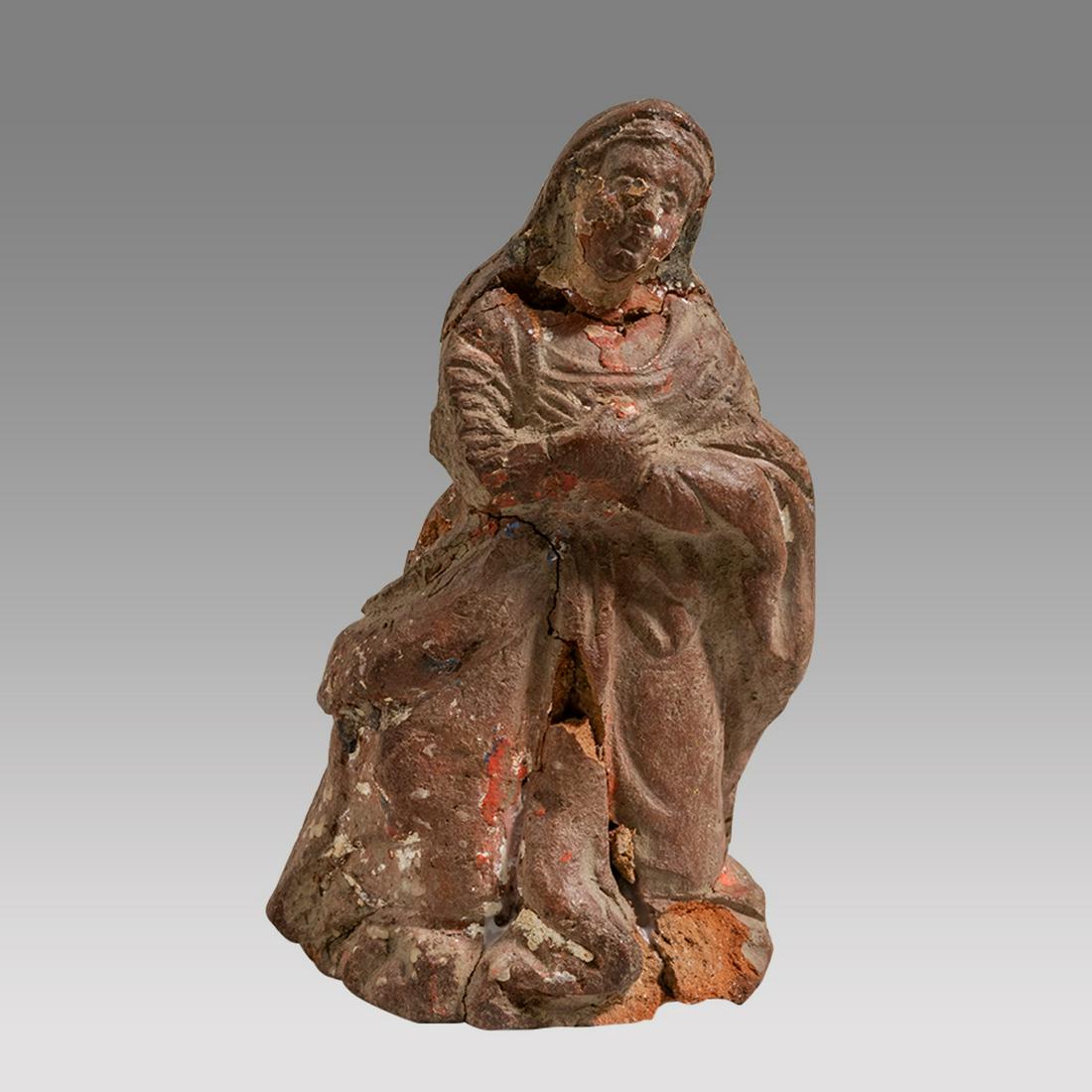 Antique Spanish Colonial Christian Pottery figure of Virgin Mary. (1 of 4)