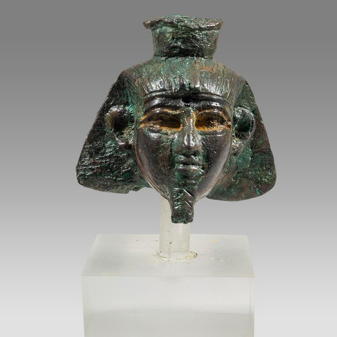 ANCIENT EGYPTIAN BRONZE Head OF A KING OR god LATE New Kingdom c.1200-1080 BC. (1 of 4)