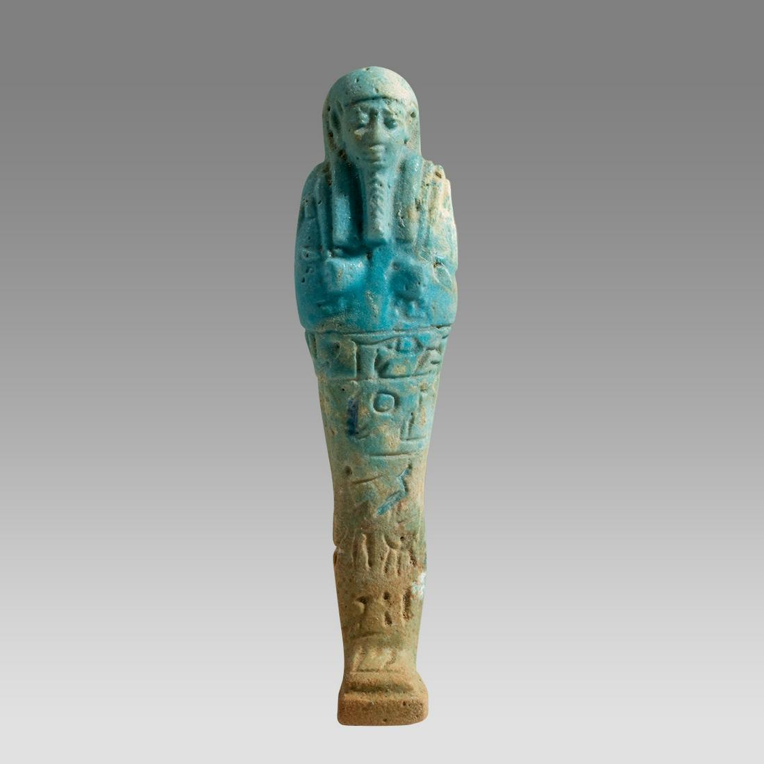 Ancient Egyptian Blue Faience Ushabti c.26th Dynasty, ca 672 to 525 BC. (1 of 3)