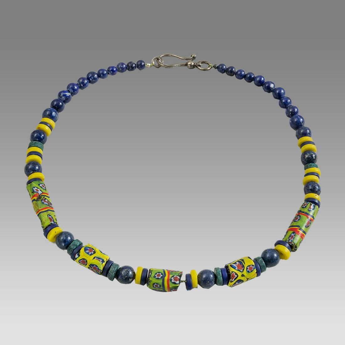 Islamic Mosaic, millefiori Glass and Lapis Bead Necklace. (1 of 1)