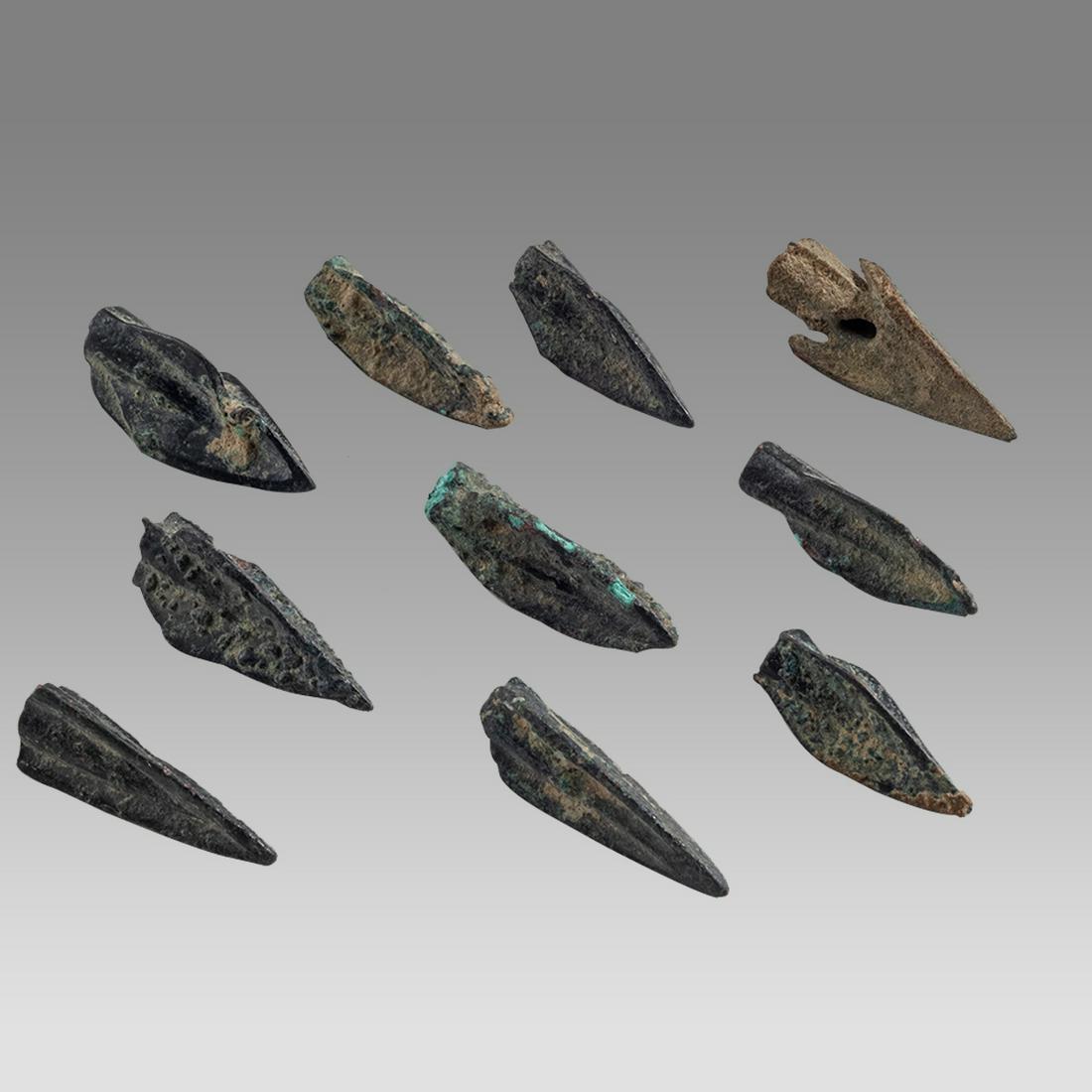 Lot of 10 Ancient Roman Bronze Arrow Heads c.1st century AD. (1 of 1)