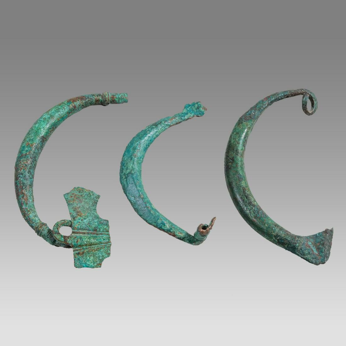 Lot of 3 Ancient Etruscan Bronze Fibulas c.800-500 BC. (1 of 2)