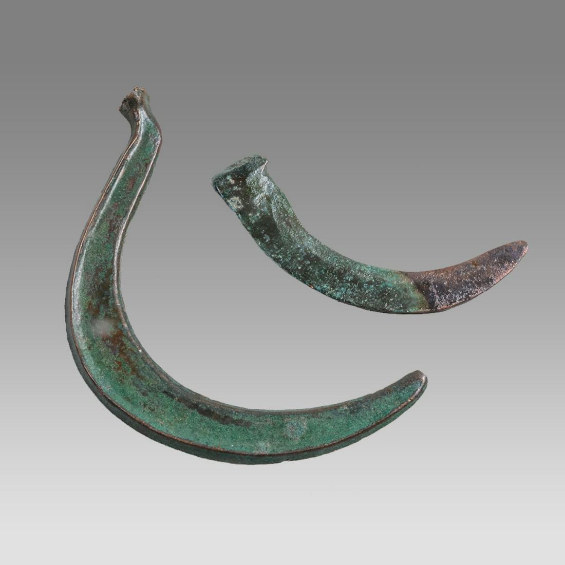 Lot of 2 Ancient Europe Bronze Age Sickles c.1300 BC. (1 of 2)