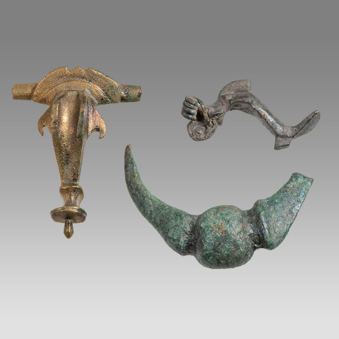 Lot of 3 Ancient Greek Bronze Fibulas c.2nd-1st century BC. (1 of 2)