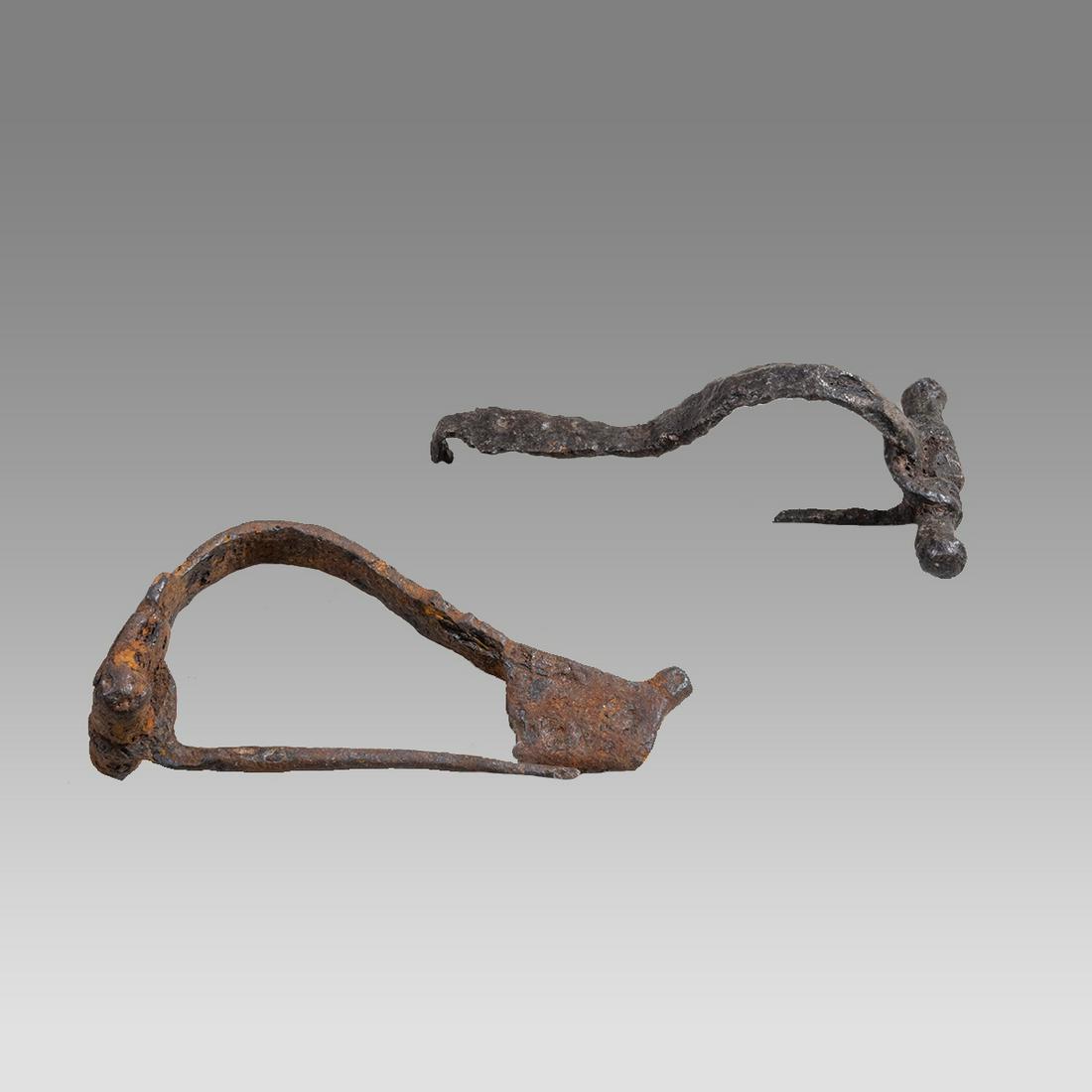 Lot of 2 Ancient Roman Iron Fibulas c.1st-2nd century AD. (1 of 2)