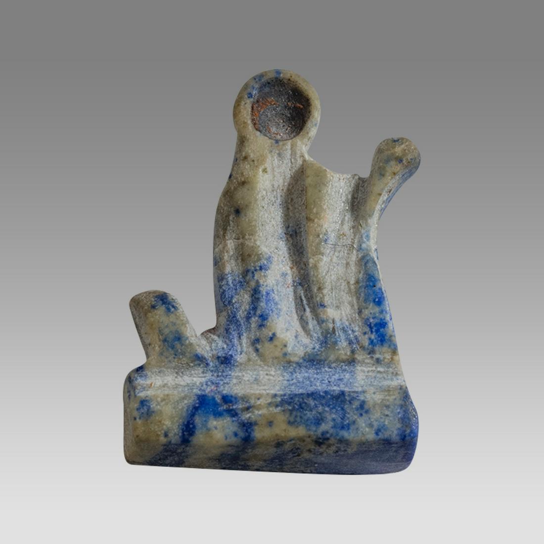 Ancient Egyptian Uraeus Cobra Snake Amulet, Lapis Lazuli, 1st Millennium BCE. (1 of 2)