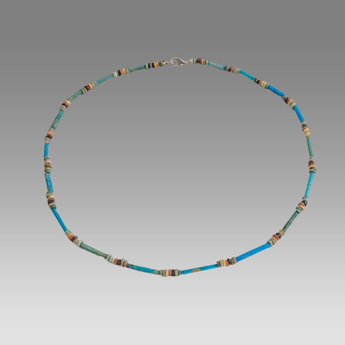 Ancient Egyptian Faience Bead Necklace c.300-50 BC.: Ancient Egyptian Faience Bead Necklace c.300-50 BC. Size 19 inches length. Great Looking single strand Faience Bead necklace. wearable. Provenance: Ex Secret Eyes Gallery New York 1970's-1980's.