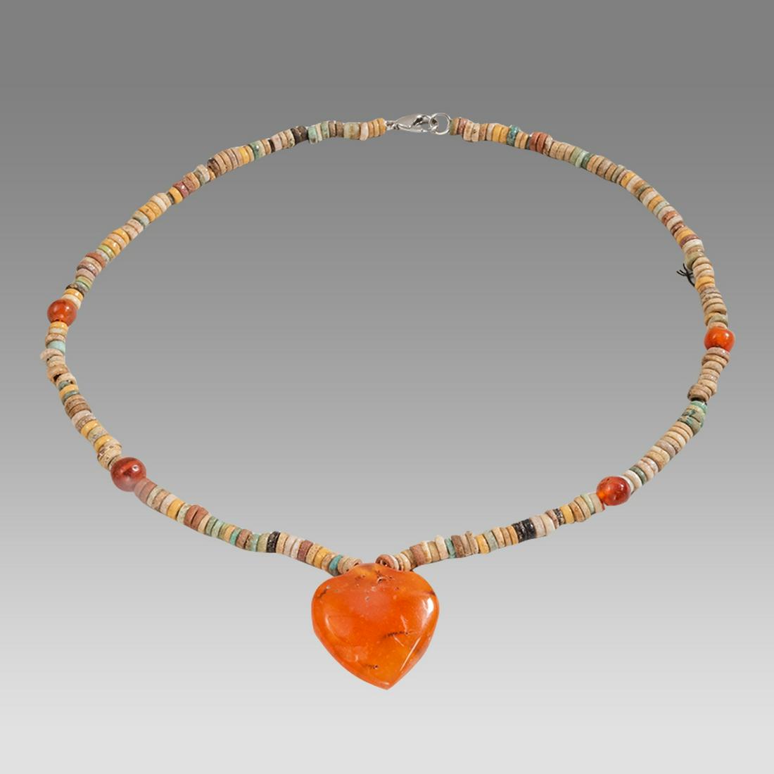 Ancient Egyptian Faience Bead Necklace c.300-50 BC.: Ancient Egyptian Faience Bead Necklace c.300-50 BC. Size 18 1/4 inches length. Great Looking single strand Faience Bead necklace. wearable. Provenance: Ex Secret Eyes Gallery New York 1970's-1980's