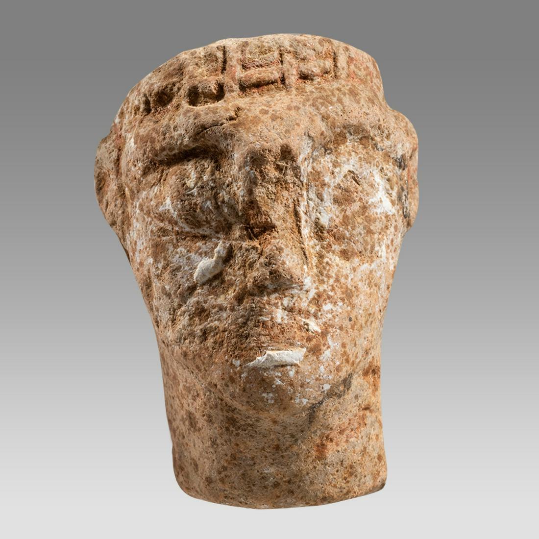 Ancient Greek Terracotta head of a youth c.5th century BC.: Ancient Greek Terracotta head of a youth c.5th century BC. Size 2 1/4 inches high. Provenance: Private NYC Collection acquired in the New York Market.