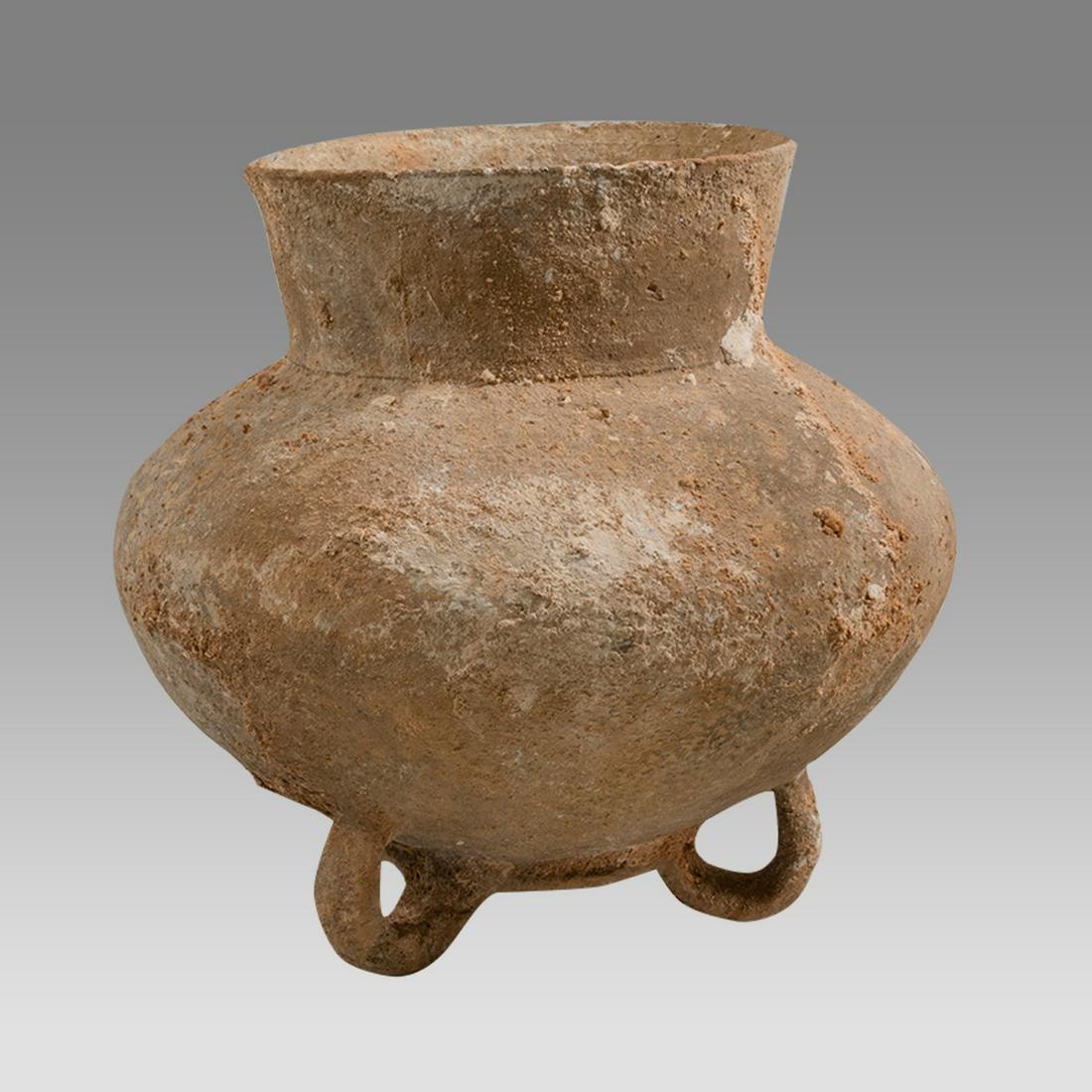 Ancient Holy Land Terracotta Jar With Loop Feet Mid Bronze Age c.1700 BC. (1 of 3)