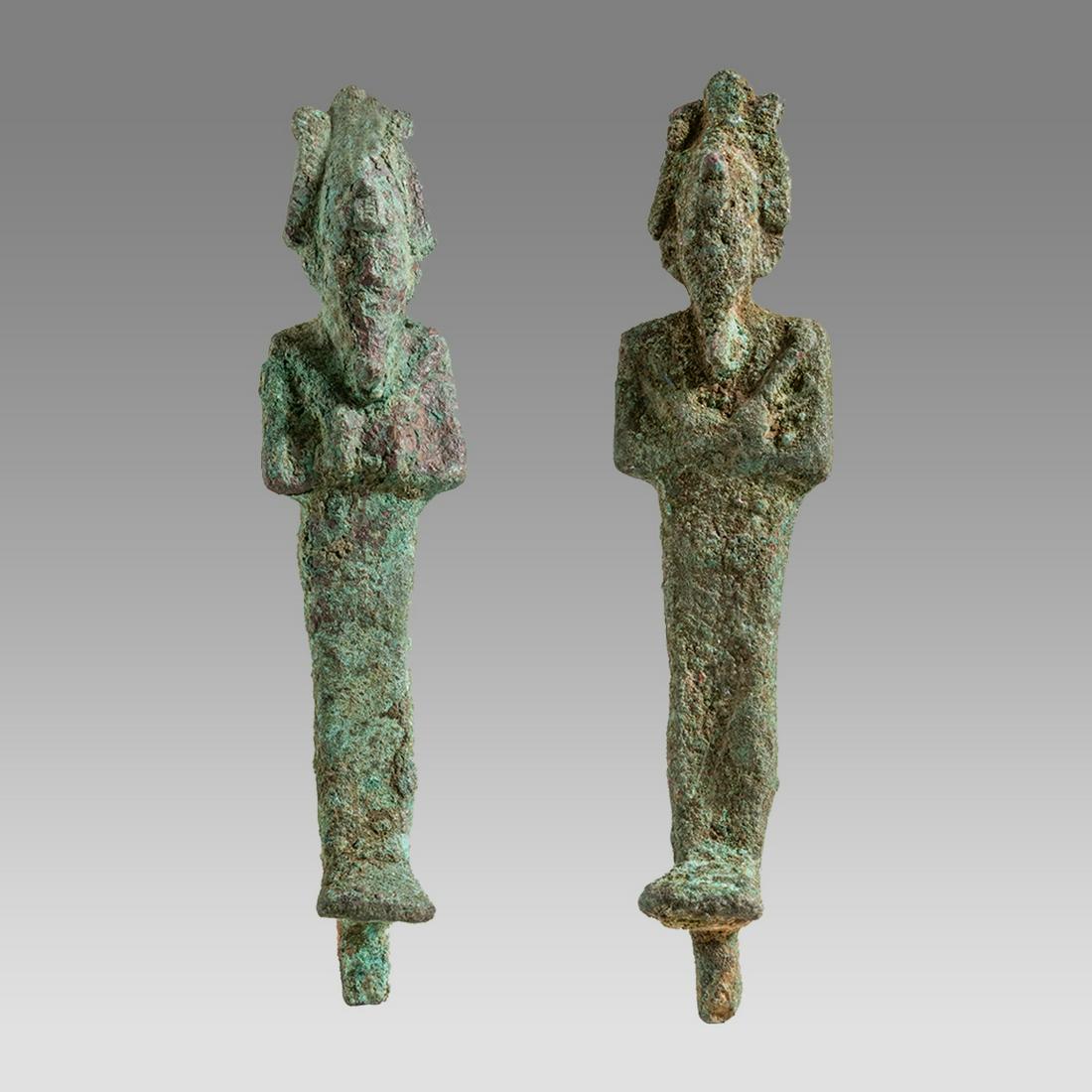 Lot of 2 Ancient Egyptian Bronze Osiris Figures c.600 BC. (1 of 2)
