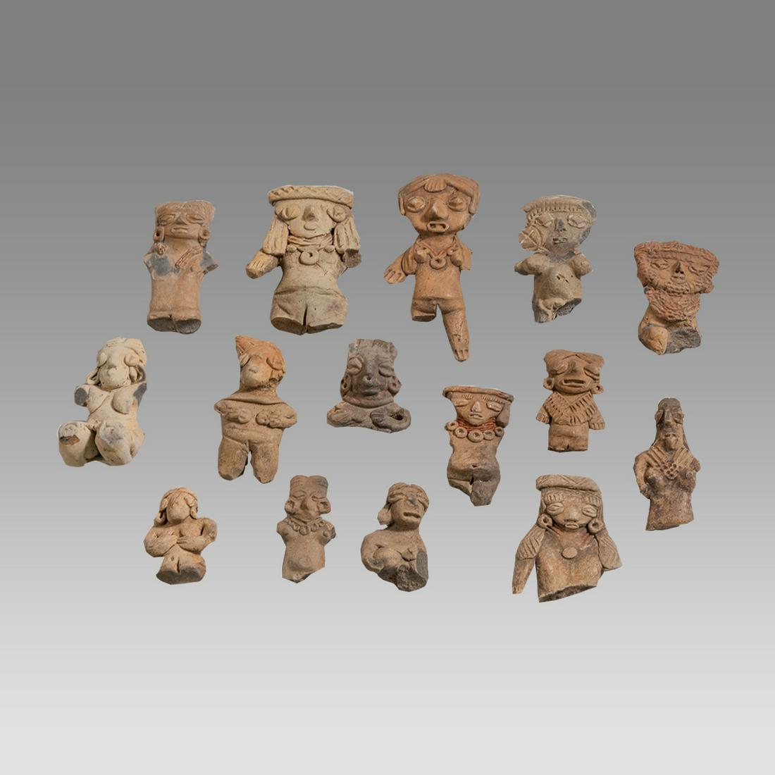 Lot of 50 Ancient Group of Partial Pottery Figures, â€œDiamond Eyeâ€ Variety Michoacan Mexico (1 of 2)