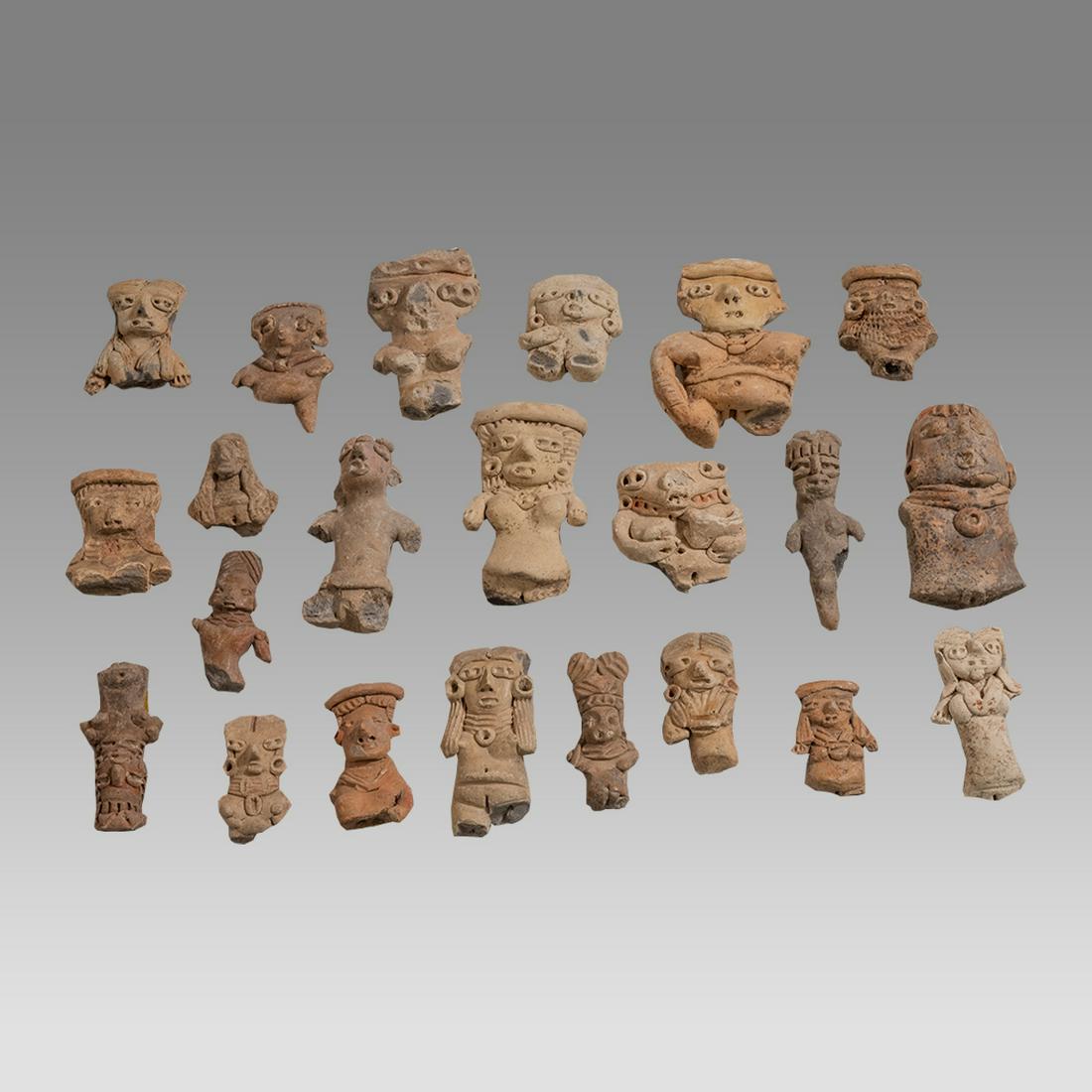 Lot of 22 Ancient Group of Partial Figures â€œDouble Eyeâ€ Variety, Michoacan Mexico Archaic Period (1 of 2)