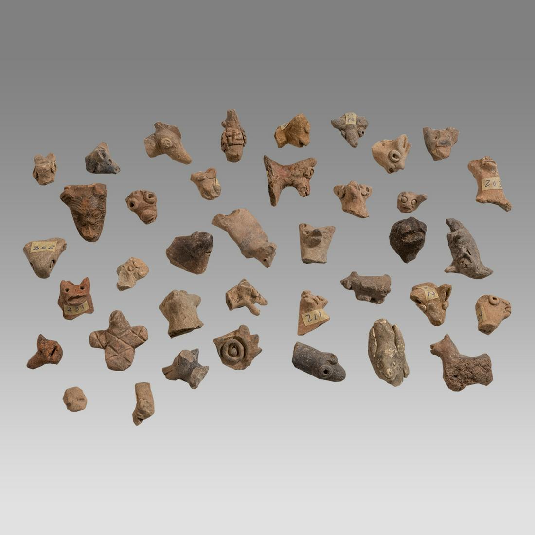 Lot of 38 Ancient Group of Pottery Animal Fragments Michoacan Mexico Archaic Period c.200 BC. (1 of 2)