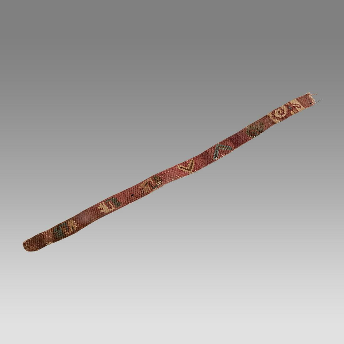 Ancient Pre Columbian Ica Thin Textile Strip  Ca. 600-800 A.D. (1 of 1)