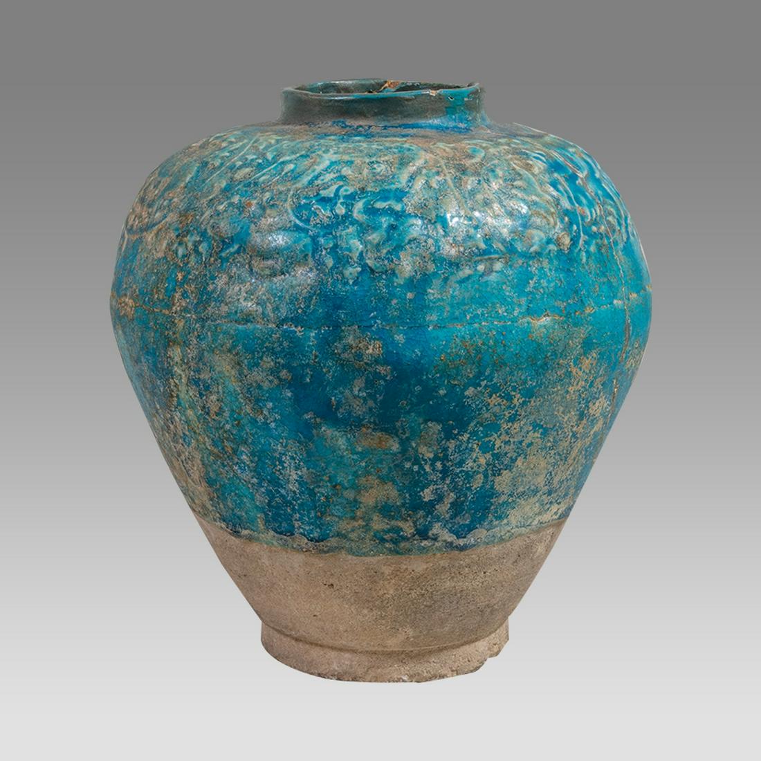 Islamic Persian Seljuk Blue Ceramic Vase with Lions c.10th century AD. (1 of 4)