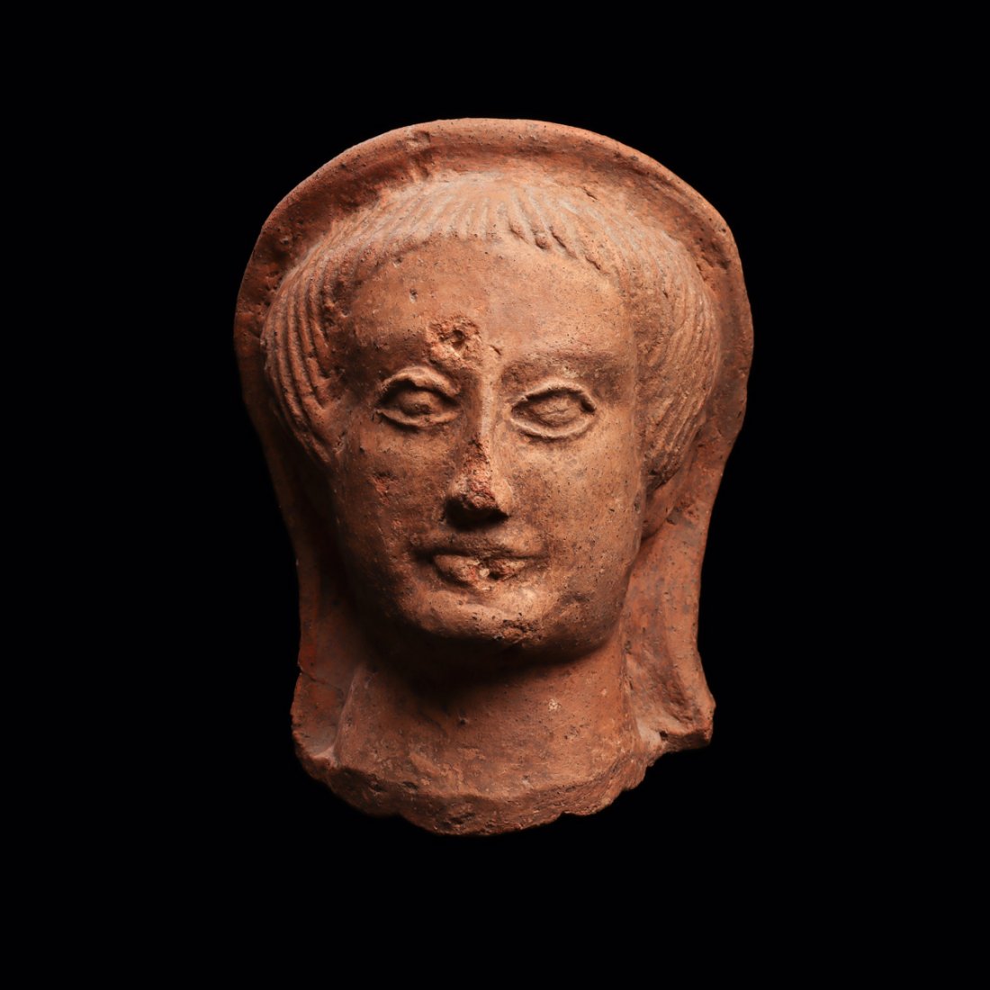Ancient Etruscan Youthful Male Votive Head c.6th century BC. (1 of 5)