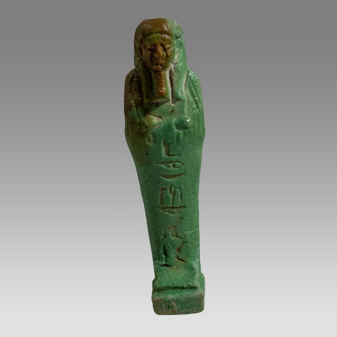 Ancient Egyptian Green Faience Ushabti c.26th Dynasty, ca 672 to 525 BC. (1 of 2)
