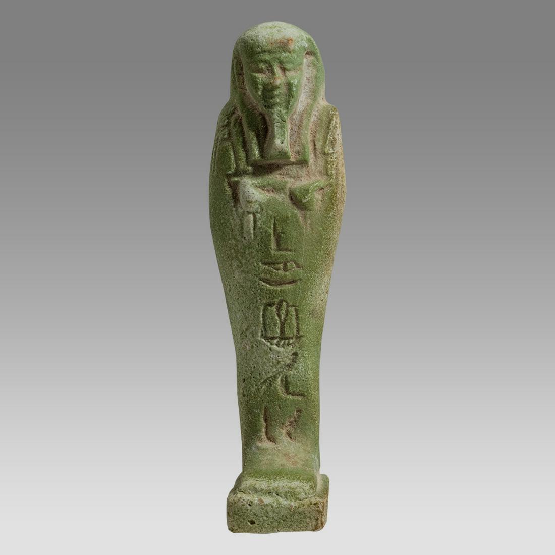 Ancient Egyptian Green Faience Ushabti c.26th Dynasty, ca 672 to 525 BC. (1 of 2)