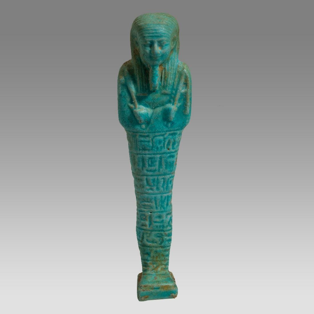 Ancient Egyptian Blue Faience Ushabti c.26th Dynasty, ca 672 to 525 BC. (1 of 2)