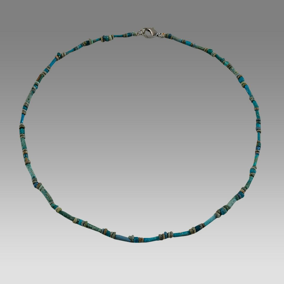 Ancient Egyptian Faience, Bead Necklace c.300-50 BC.: Ancient Egyptian Faience, Bead Necklace c.300-50 BC. Size18 inches length. Great Looking single strand Faience Bead necklace. wearable. Provenance: Ex Secret Eyes Gallery New York 1970's-1980's