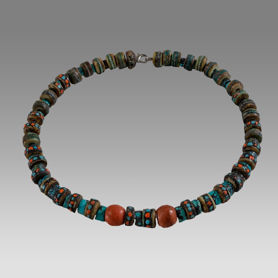 Tibetan Mosaic Turquoise Bead Necklace. (1 of 1)