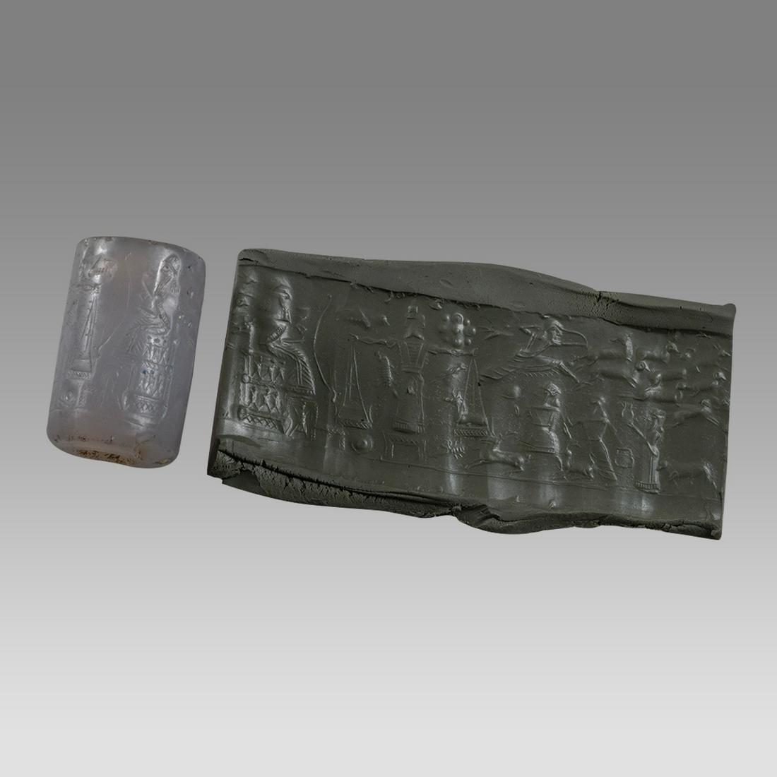 Near Eastern chalcedony stone Cylinder seal probably 2nd millennium BC. (1 of 1)