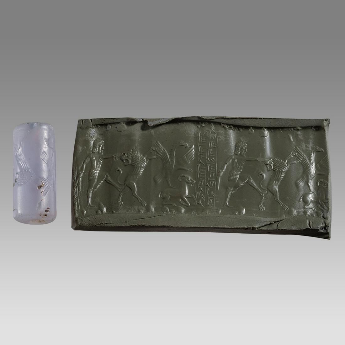 Near Eastern chalcedony stone Cylinder seal probably 2nd millennium BC. (1 of 1)