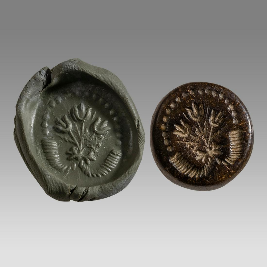 Near Eastern Sasanian hematite stone Stamp seal probably 6th century AD. (1 of 1)