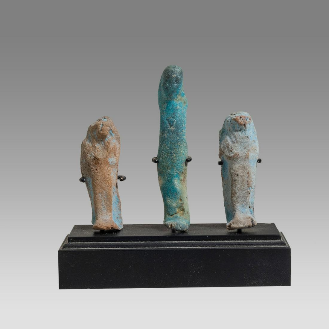 Lot of 3 Ancient Egyptian Blue Faience Ushabties Ca.600-30 B.C. (1 of 2)