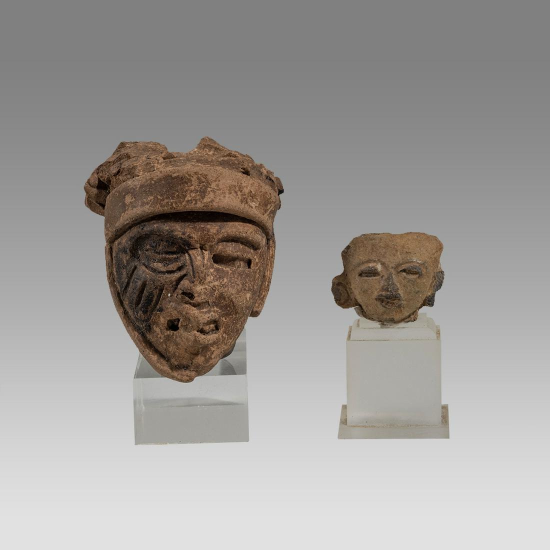 Lot of 2 Ancient Pre Columbian Veracruz Heads c. 250-550 AD. (1 of 3)