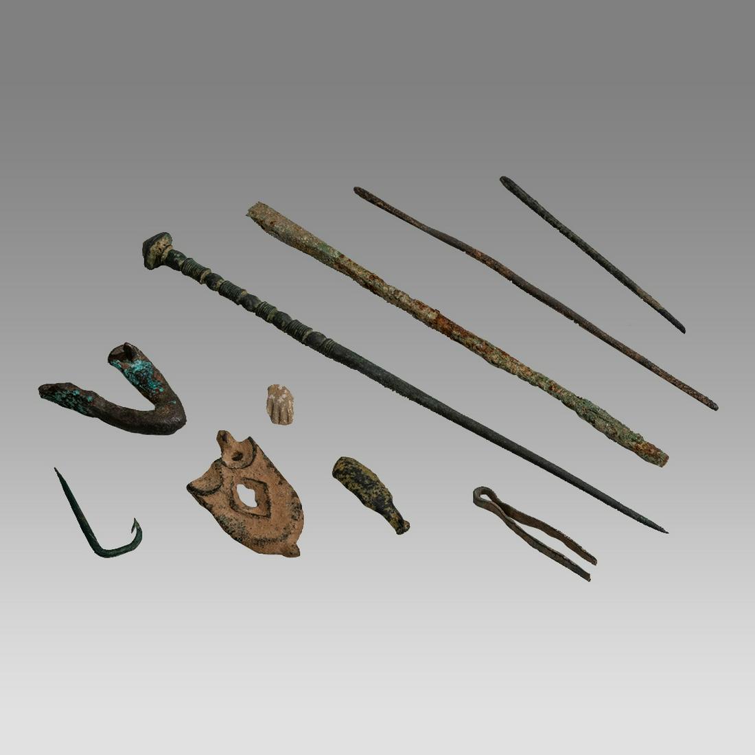 Lot of 10 Ancient Roman Bronze Pins and Misc c.2nd century AD. (1 of 2)