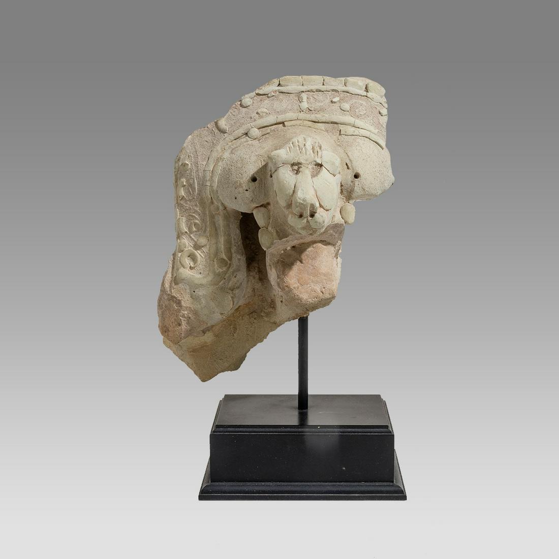 Ancient Indian Limestone Protome fragment with lion c.9th-12th century AD. (1 of 2)