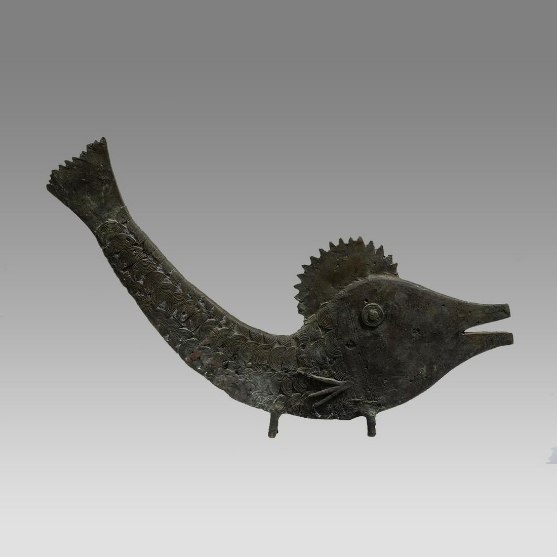 African Benin Kingdom Bronze Fish Sculpture. (1 of 2)