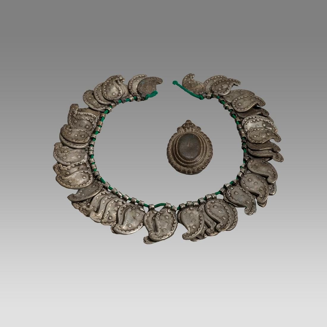 Antique Middle Eastern Silver necklace and Bronze Brooch. (1 of 2)
